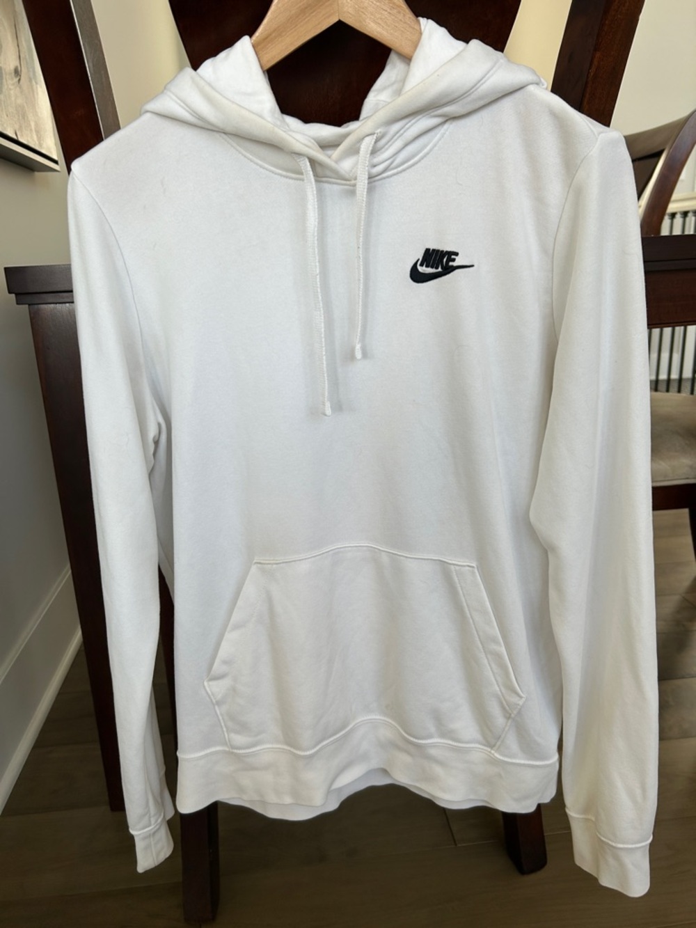 Nike White Crewneck Hoodie with Black Swoosh